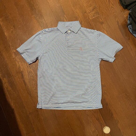 Rhoback Blue & White Striped Performance Polo – Size Small – Moisture Wicking - Picture 1 of 5